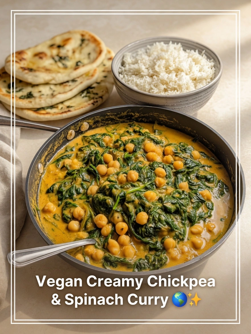 Vegan Creamy Chickpea Spinach Curry — Easy Dinner